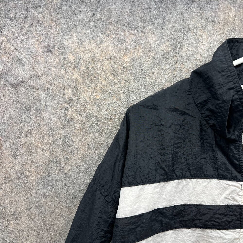 Reebok Jacket Mens XL Black White Full Zip Windbreaker Bomber Vintage 90s Track - Picture 7 of 11